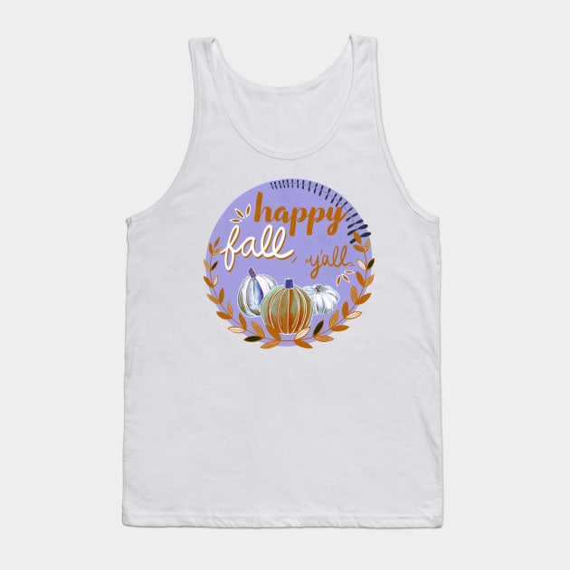 Happy Fall, Y’all - Lavender & Orange Tank Top by monitdesign